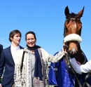 Princess Zahra Aga Khan seen with her son Iliyan Boyden and winning horse Tahiyra  May 28, 2023